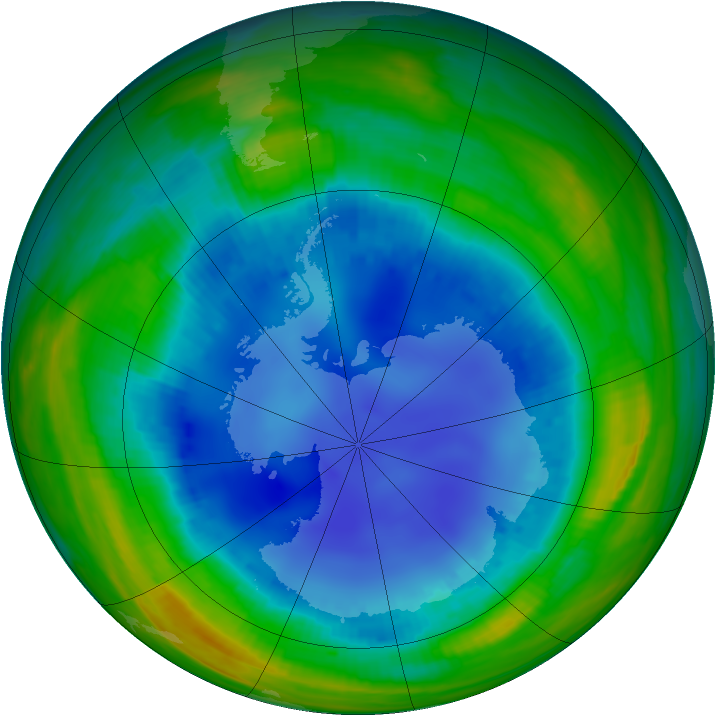 Antarctic ozone map for 12 August 1998